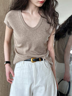 Minimal U-Neck Knit T-Shirt — BL1001