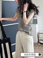 minimal u-neck knit t-shirt — BL1001