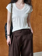 Minimal U-Neck Knit T-Shirt — BL1001