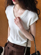 minimal u-neck knit t-shirt — BL1001