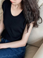 Minimal U-Neck Knit T-Shirt — BL1001