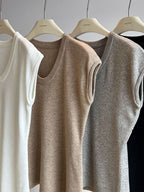 Minimal U-Neck Knit T-Shirt — BL1001
