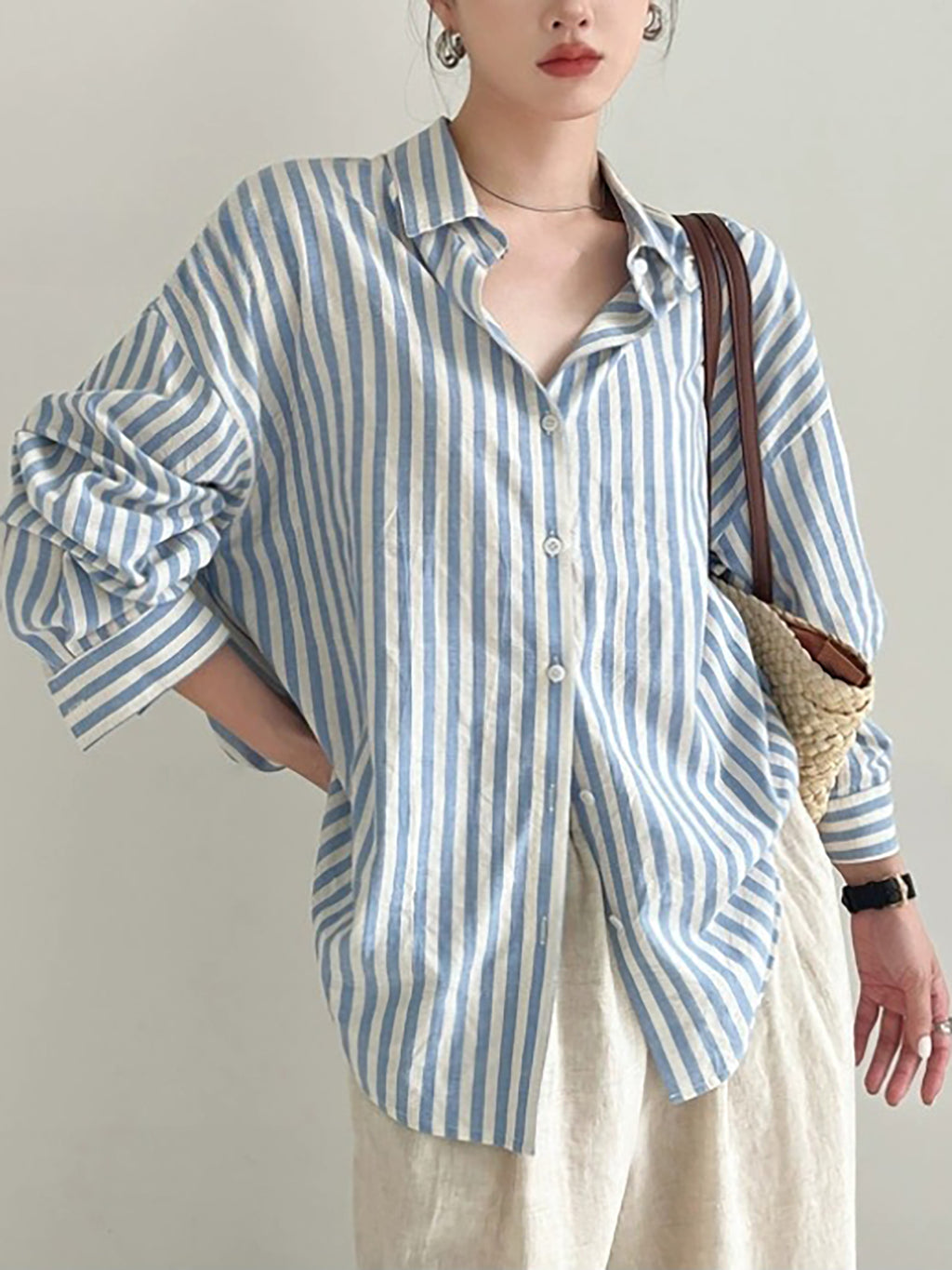 French Stripe Linen Shirt — BL1002