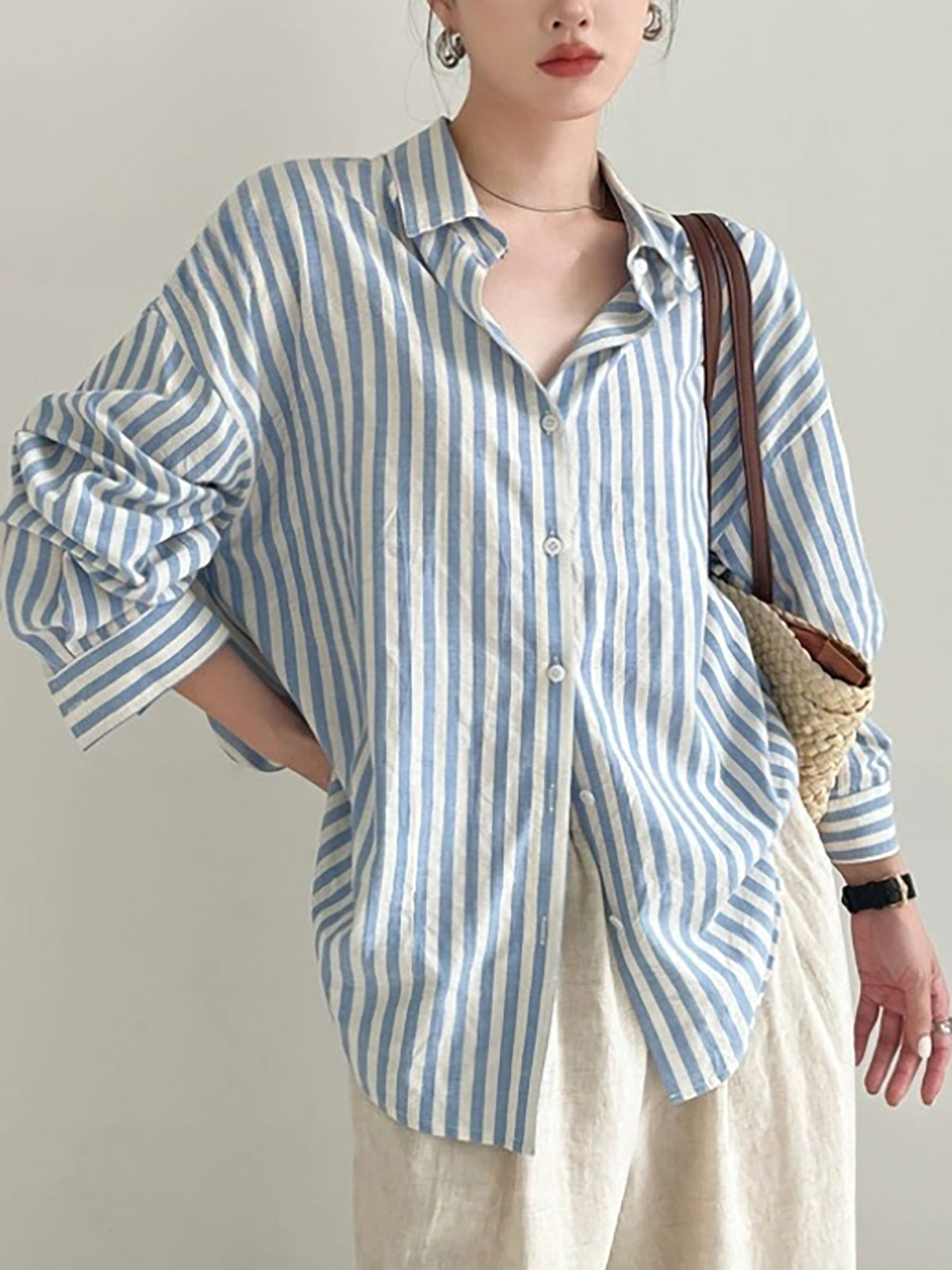 French Stripe Linen Shirt — BL1002