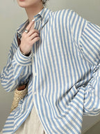 French Stripe Linen Shirt — BL1002