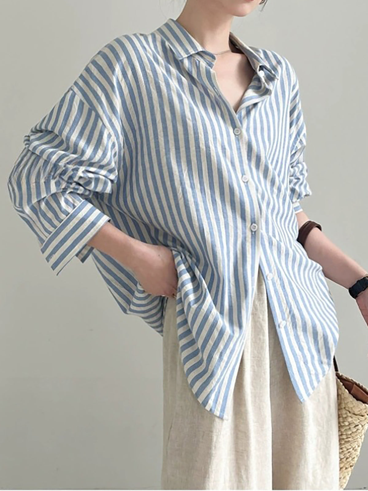 French Stripe Linen Shirt — BL1002
