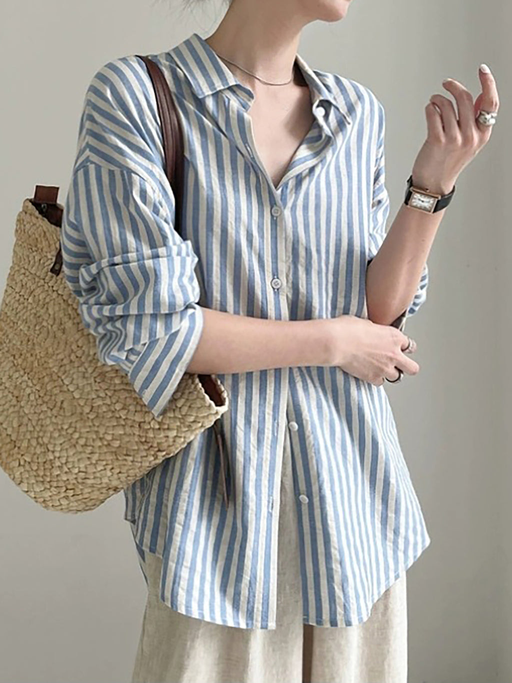 French Stripe Linen Shirt — BL1002