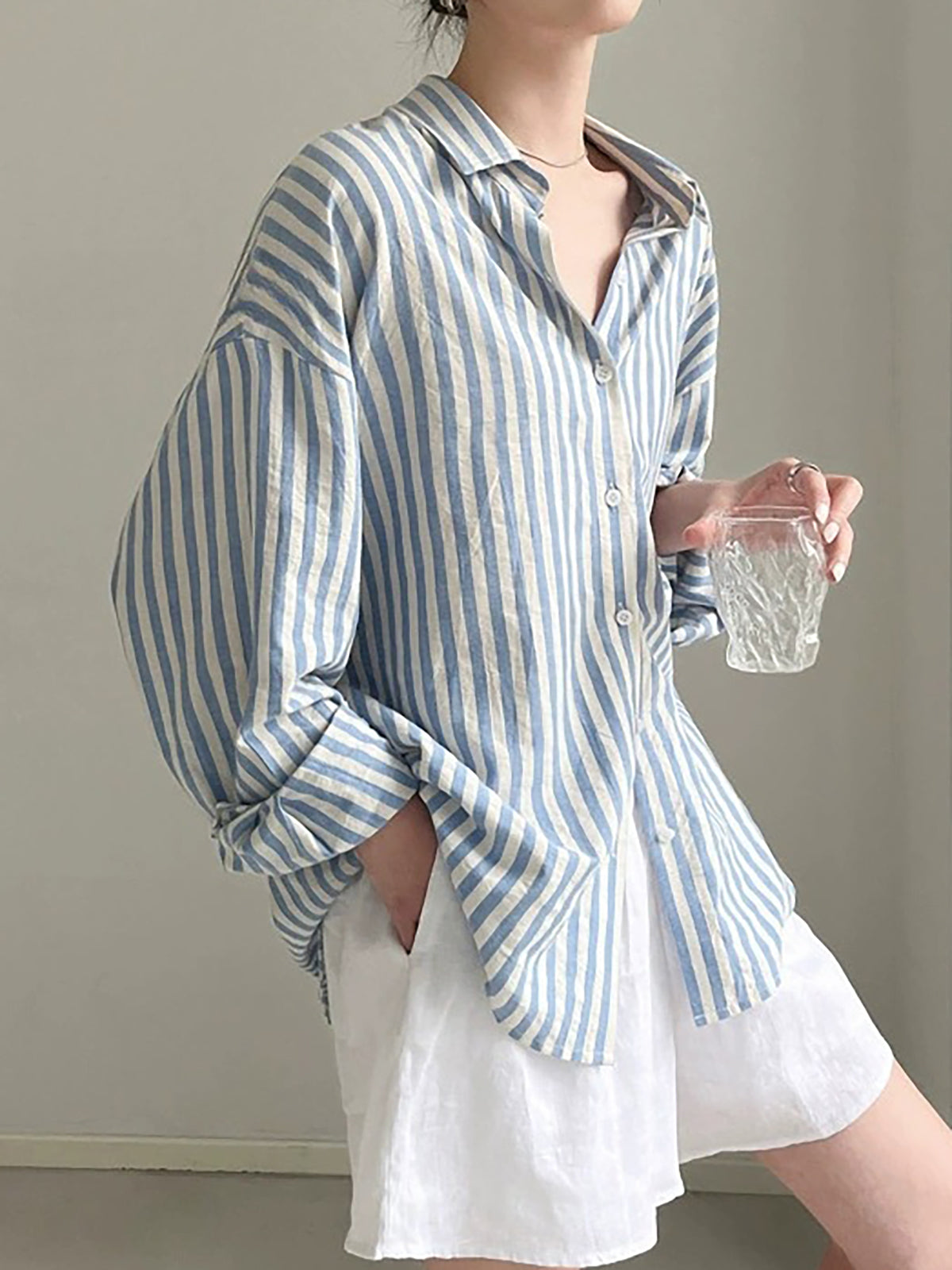 French Stripe Linen Shirt — BL1002