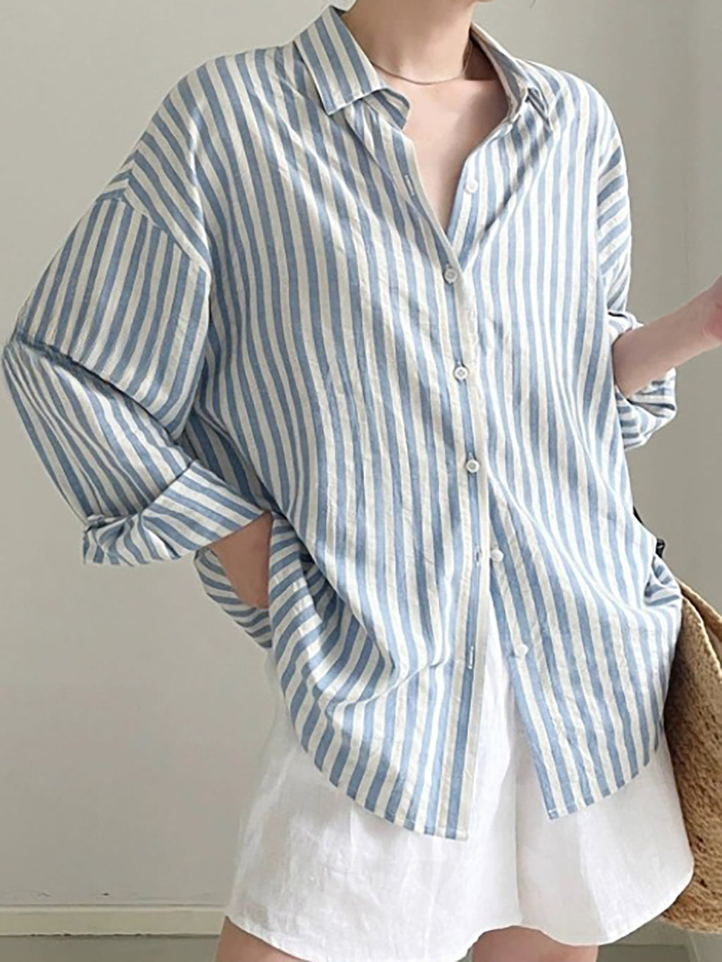 French Stripe Linen Shirt — BL1002