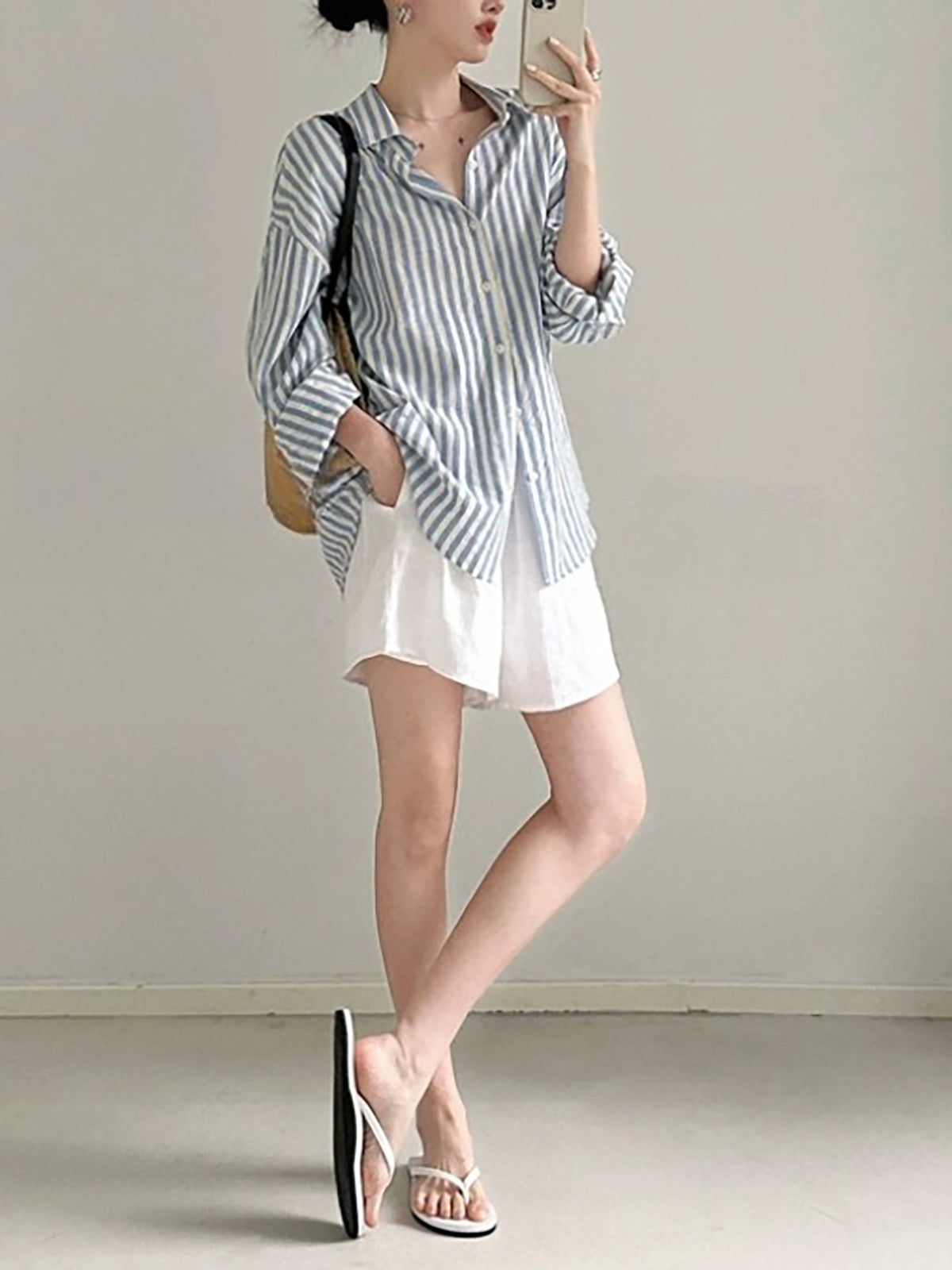 French Stripe Linen Shirt — BL1002