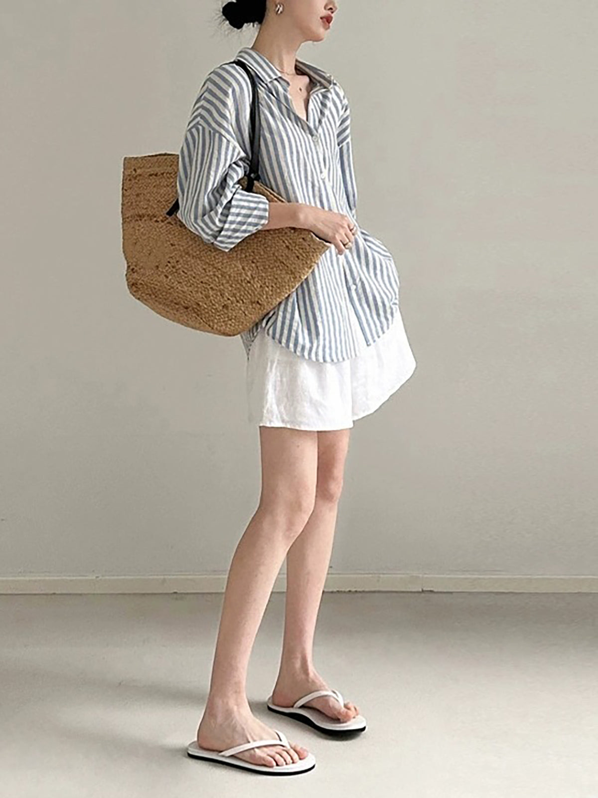 French Stripe Linen Shirt — BL1002
