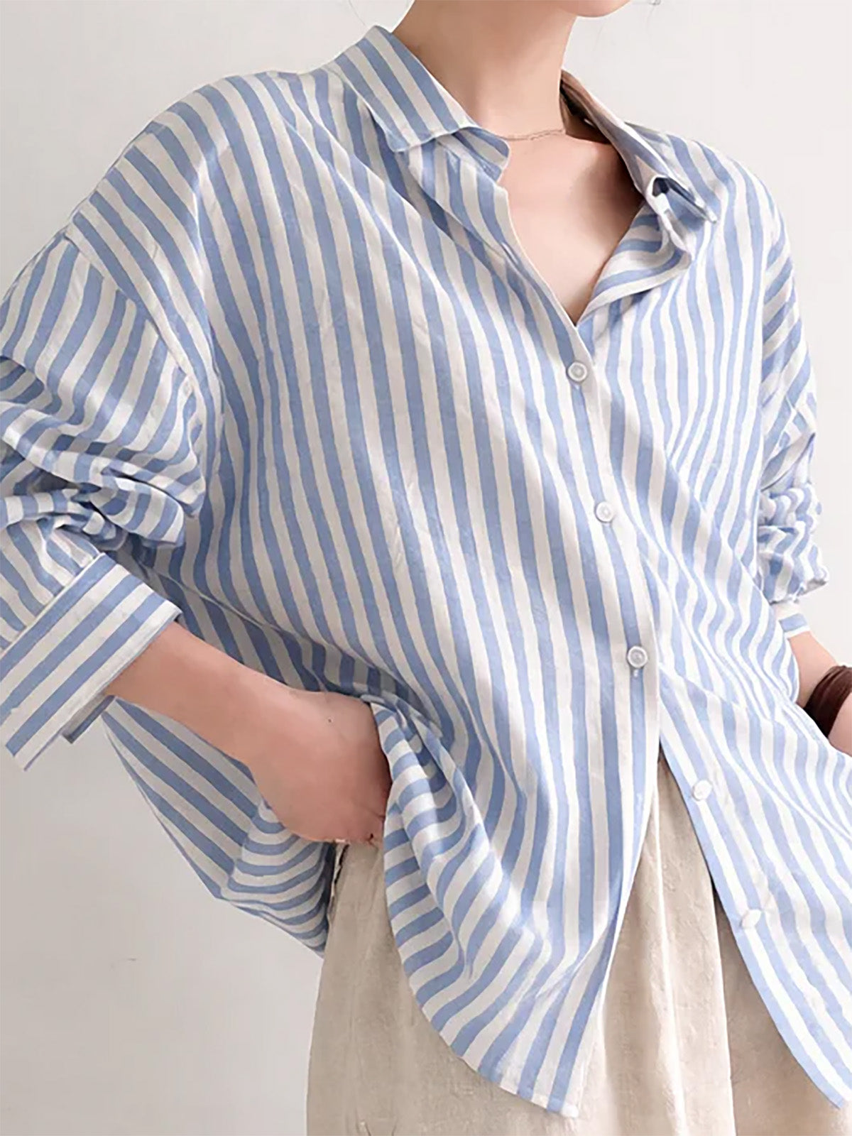 French Stripe Linen Shirt — BL1002