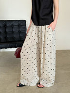 Dot Print Linen Wide Pants — BL1003