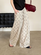 Dot Print Linen Wide Pants — BL1003