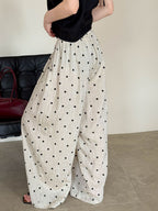 Dot Print Linen Wide Pants — BL1003