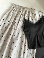 Dot Print Linen Wide Pants — BL1003