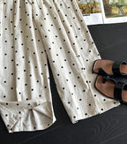 Dot Print Linen Wide Pants — BL1003