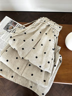 Dot Print Linen Wide Pants — BL1003