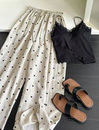 Dot Print Linen Wide Pants — BL1003