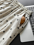 Dot Print Linen Wide Pants — BL1003