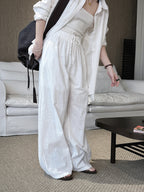 Cotton Linen Drawstring Wide Pants — BL1004