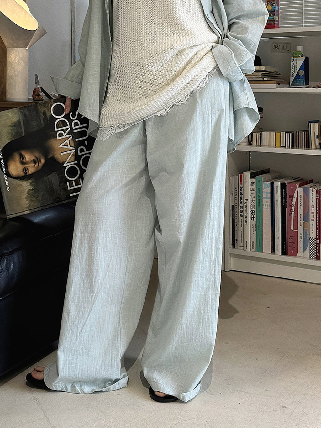 Cotton Linen Drawstring Wide Pants — BL1004
