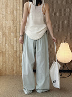 Cotton Linen Drawstring Wide Pants — BL1004