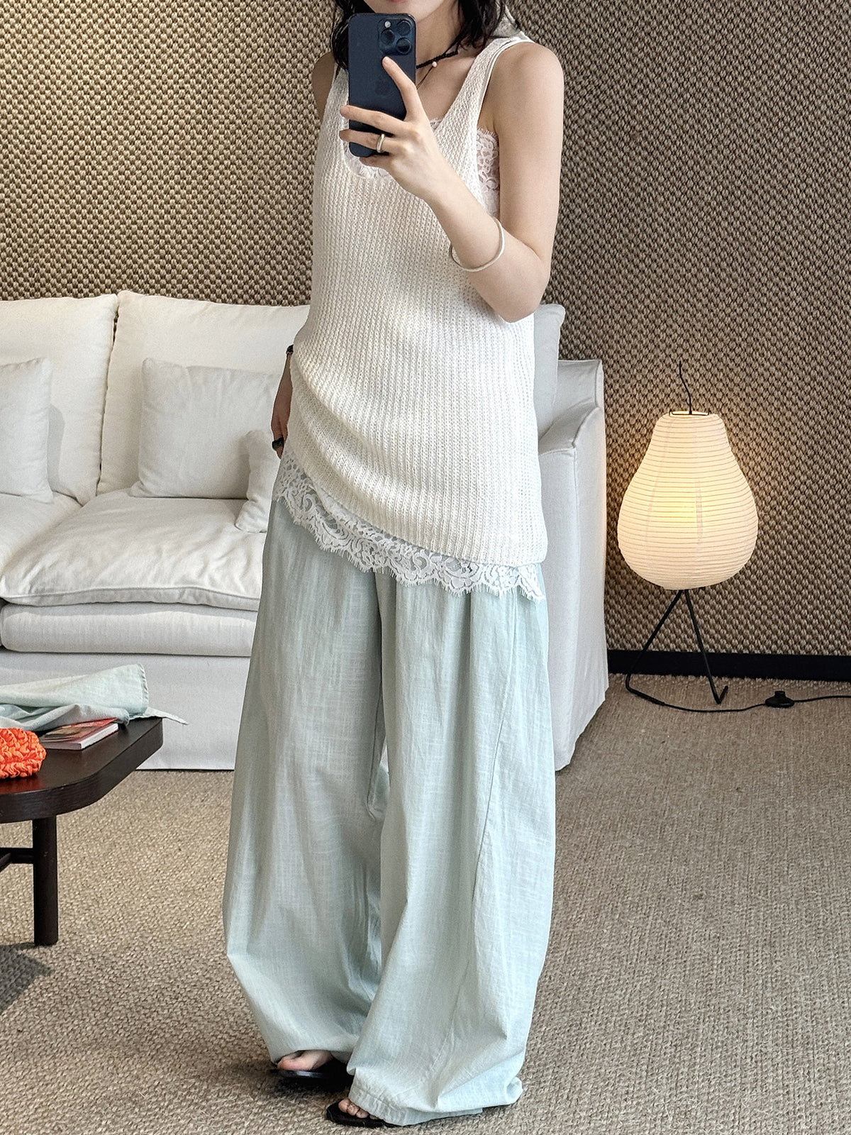 Cotton Linen Drawstring Wide Pants — BL1004