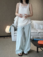 Cotton Linen Drawstring Wide Pants — BL1004