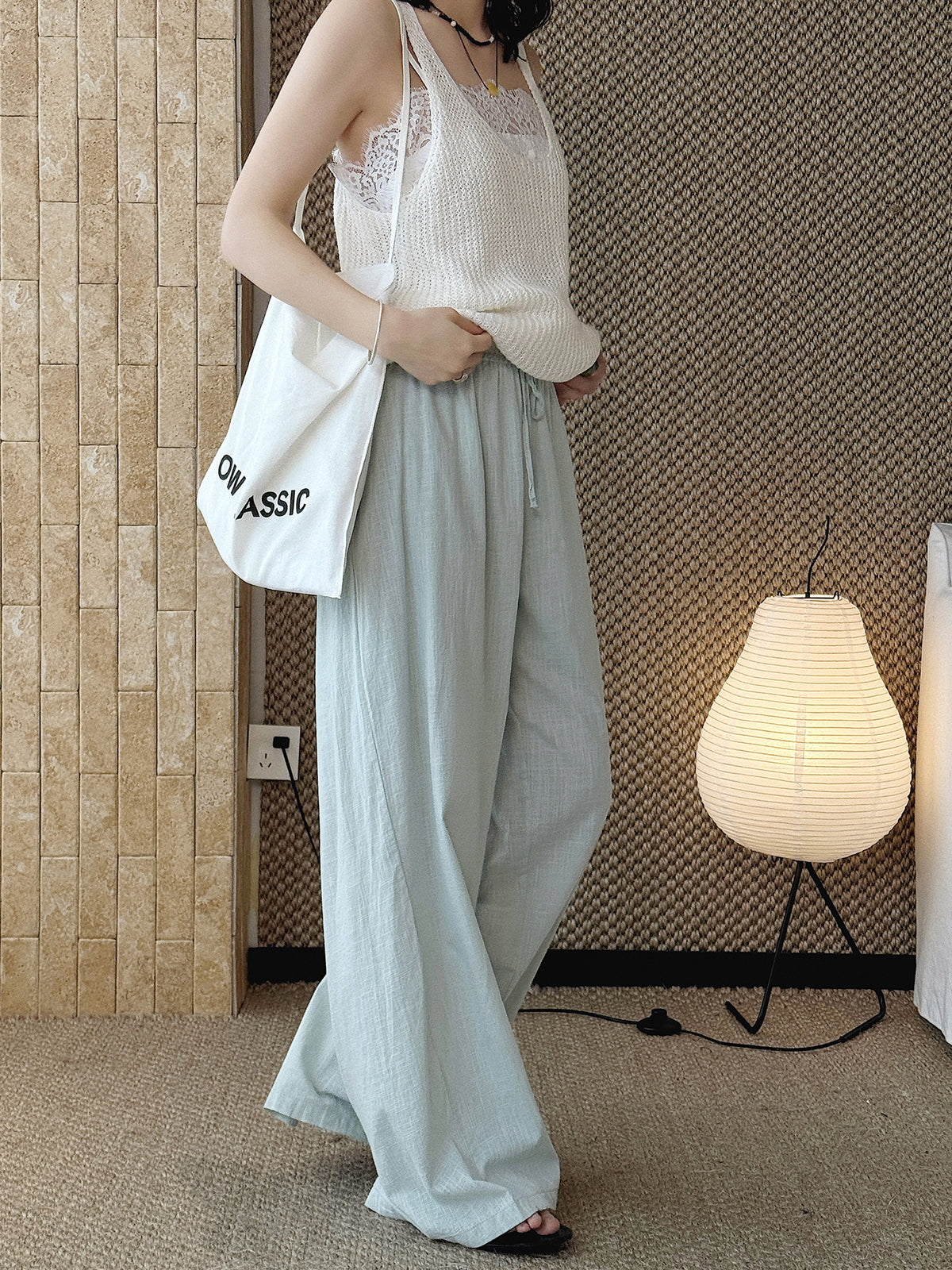 Cotton Linen Drawstring Wide Pants — BL1004