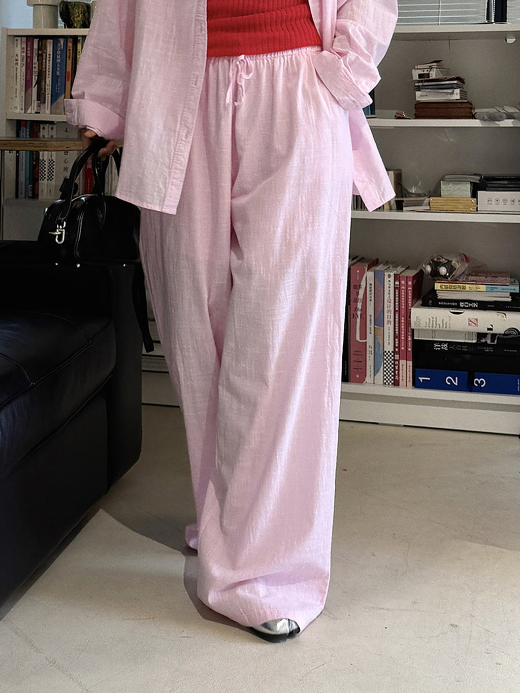 Cotton Linen Drawstring Wide Pants — BL1004