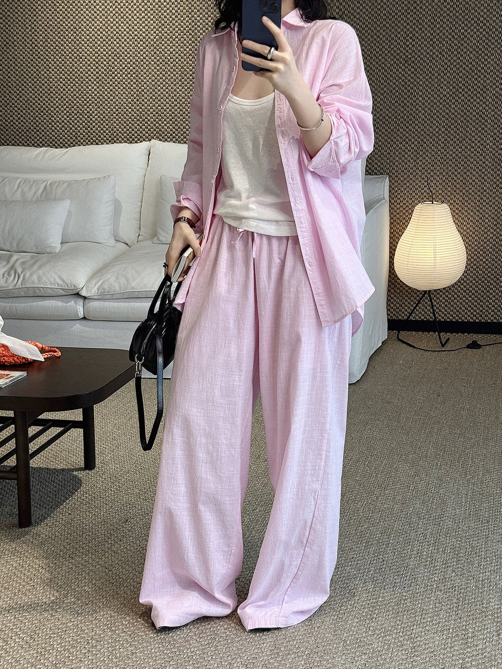 Cotton Linen Drawstring Wide Pants — BL1004