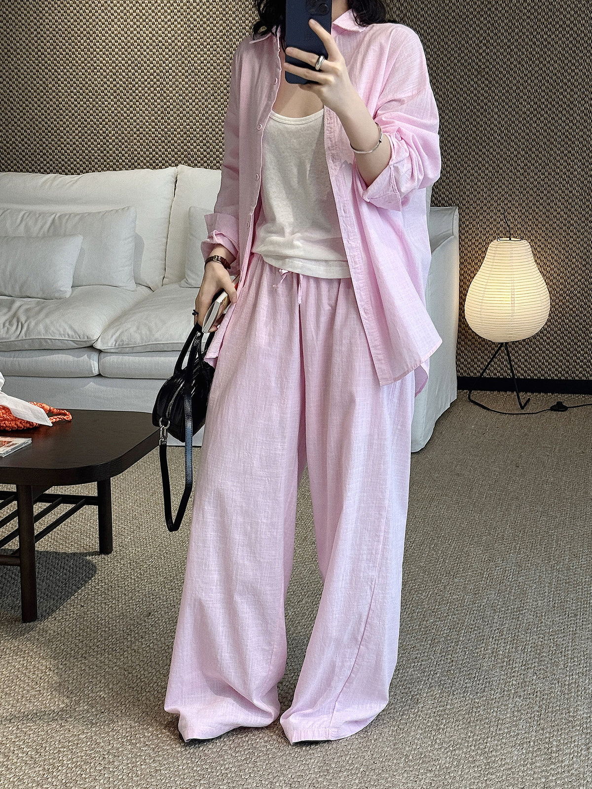 Cotton Linen Drawstring Wide Pants — BL1004