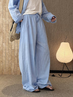 Cotton Linen Drawstring Wide Pants — BL1004