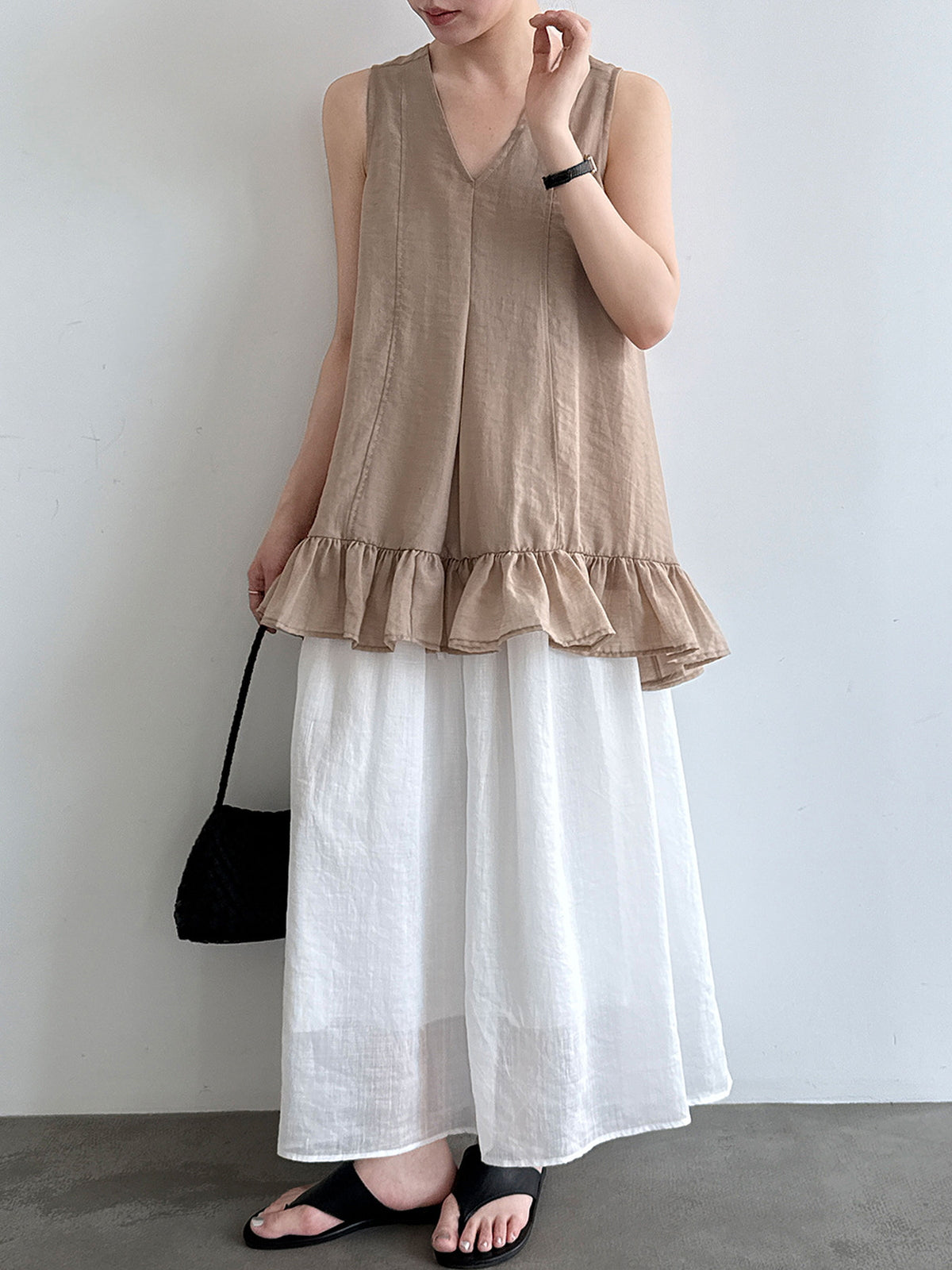 V-Neck Flare Tiered Vest — BL1006