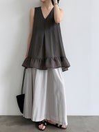 v-neck flare tiered vest — BL1006