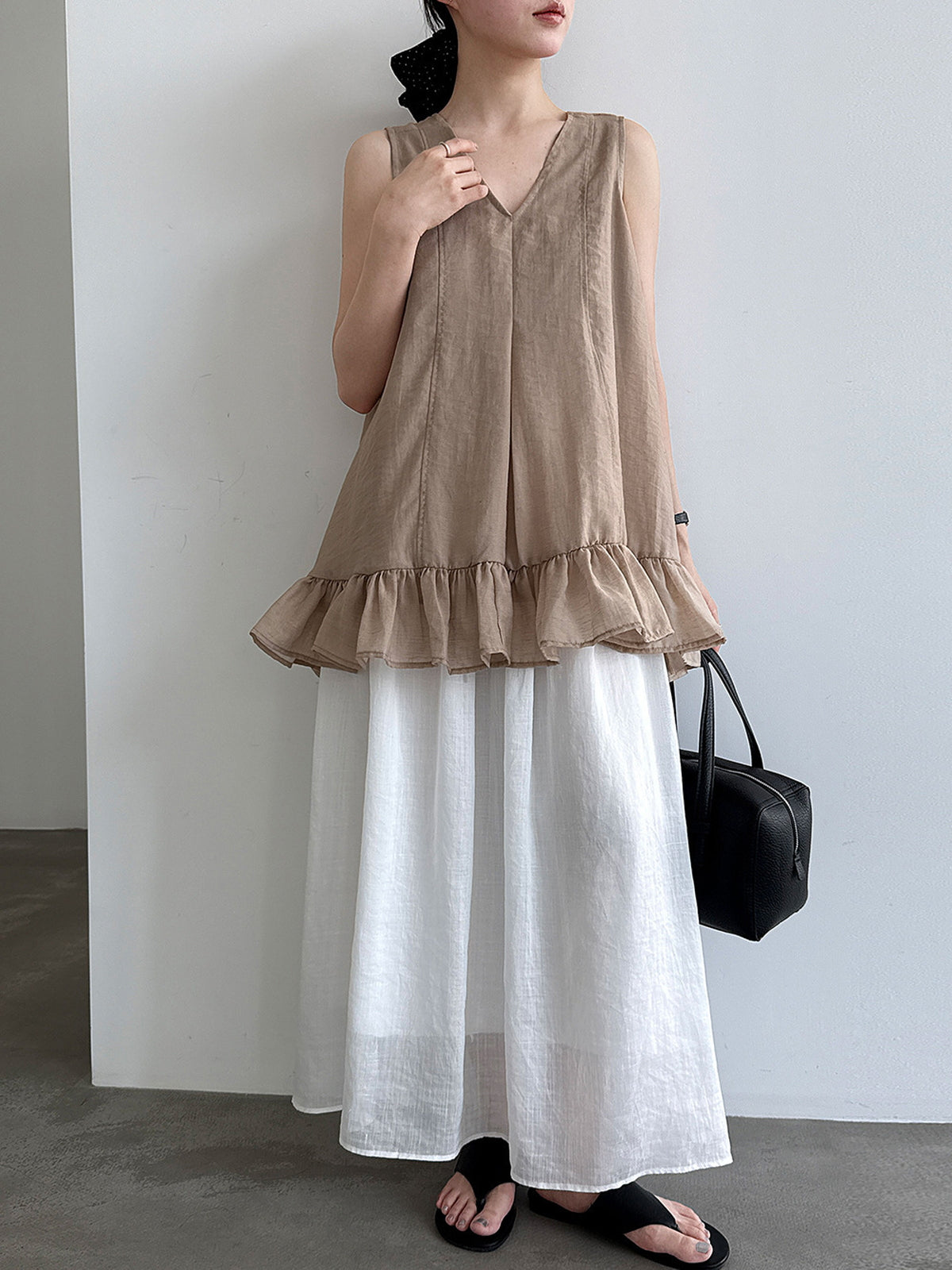 V-Neck Flare Tiered Vest — BL1006