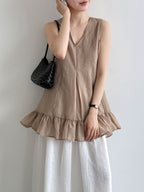 V-Neck Flare Tiered Vest — BL1006
