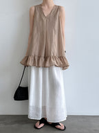 V-Neck Flare Tiered Vest — BL1006