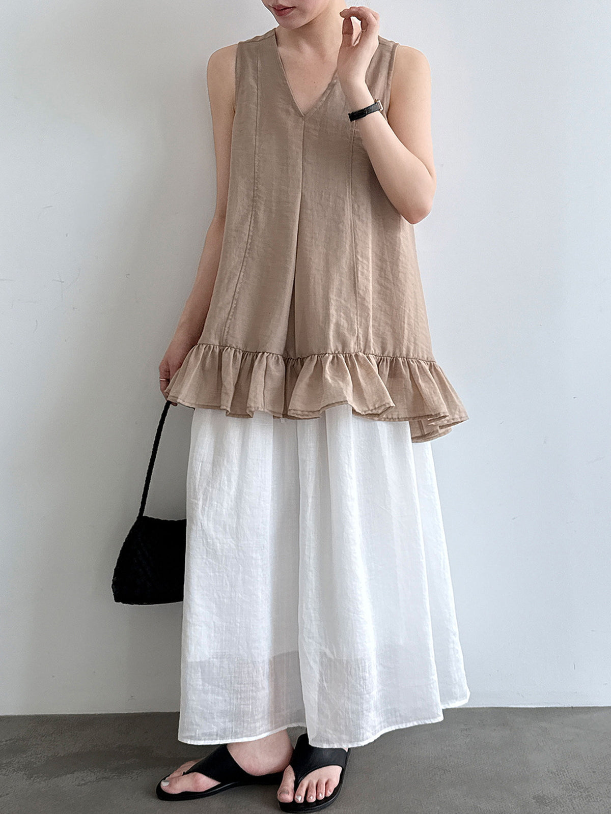 V-Neck Flare Tiered Vest — BL1006