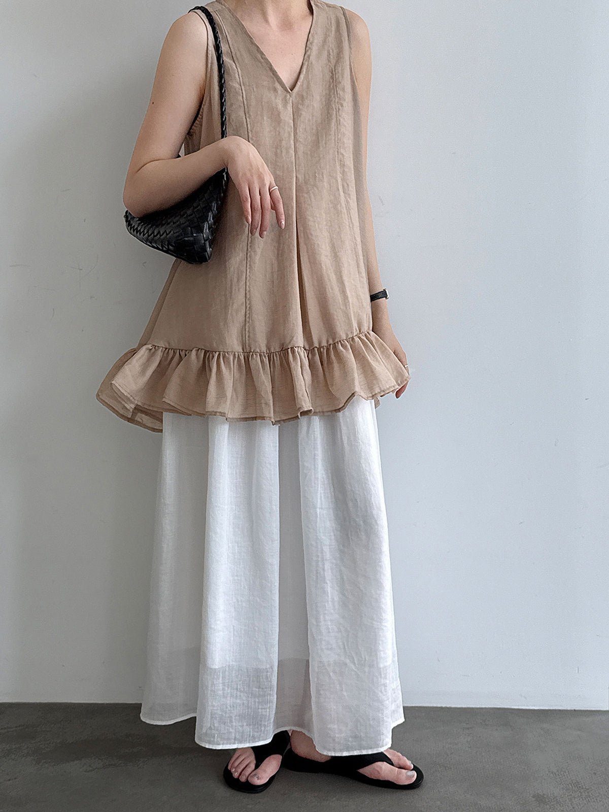 V-Neck Flare Tiered Vest — BL1006