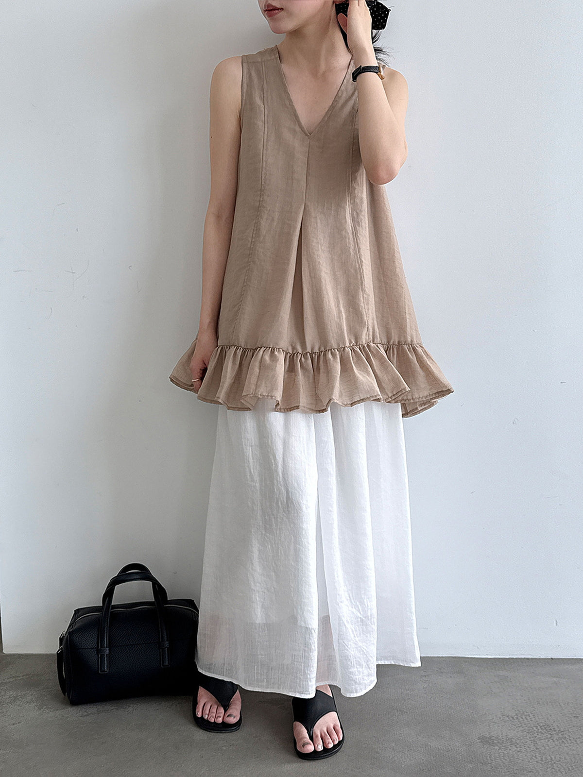 V-Neck Flare Tiered Vest — BL1006