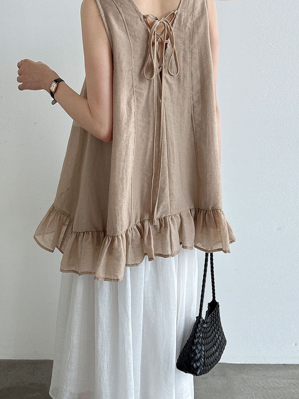 V-Neck Flare Tiered Vest — BL1006