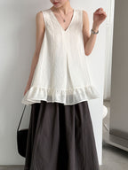 V-Neck Flare Tiered Vest — BL1006