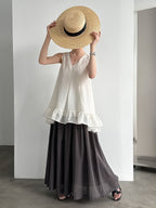 V-Neck Flare Tiered Vest — BL1006