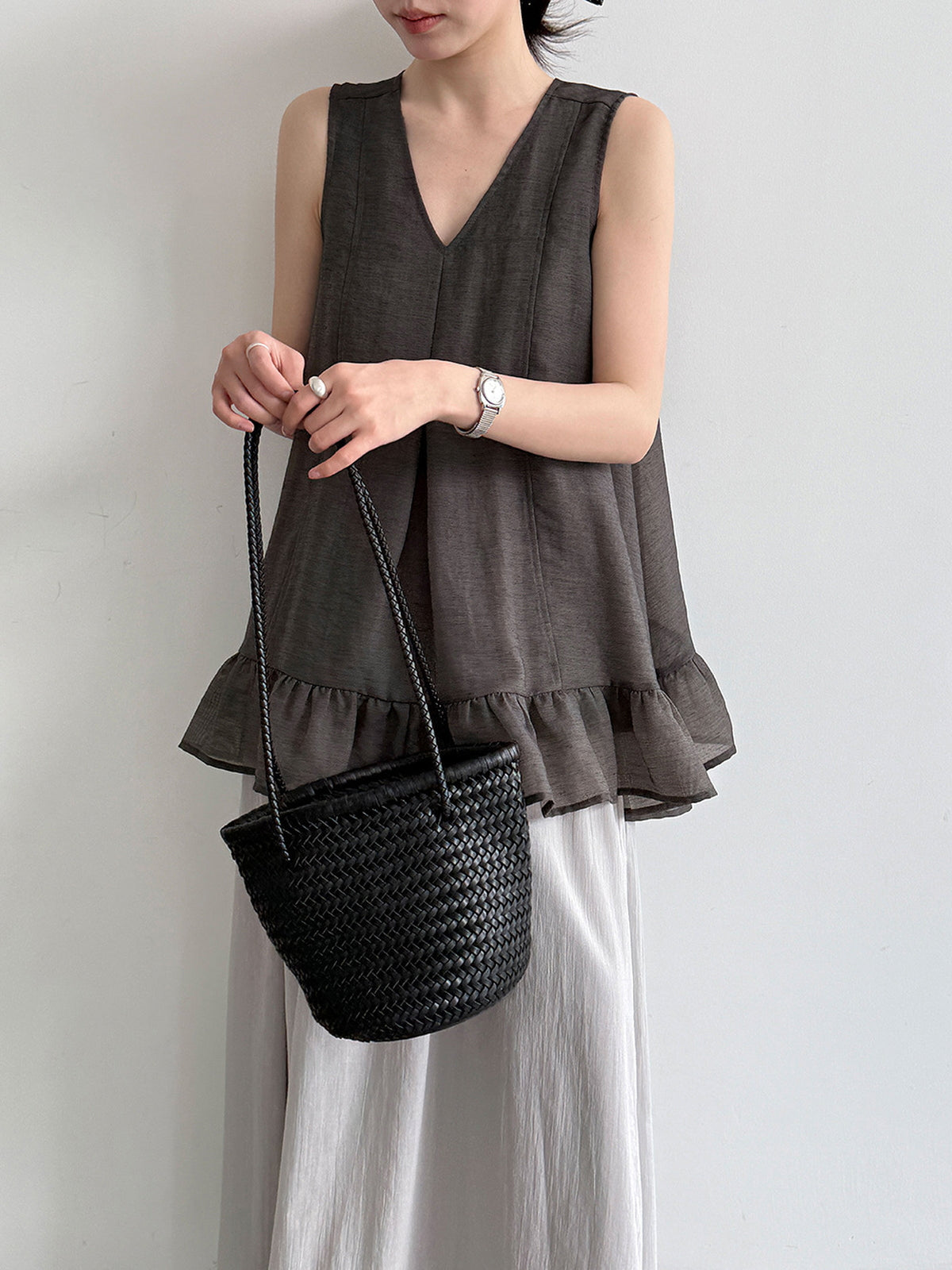 V-Neck Flare Tiered Vest — BL1006