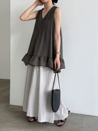 V-Neck Flare Tiered Vest — BL1006