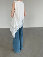 Asymmetry Sleeveless Lace Top — BL1010