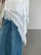 Asymmetry Sleeveless Lace Top — BL1010