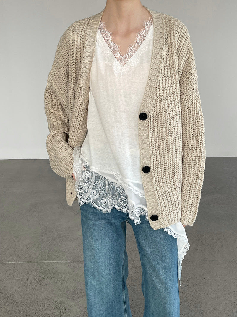 Asymmetry Sleeveless Lace Top — BL1010